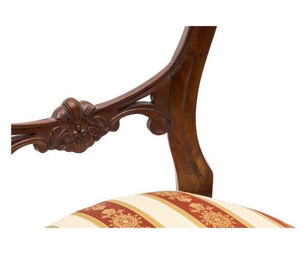 Sedia mogano righe rosse in legno tessuto stile Impero